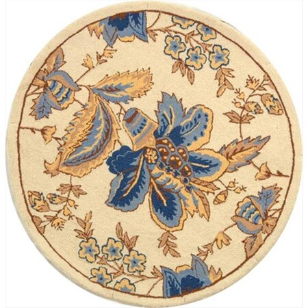 Safavieh 3 ft. x 3 ft. Round- Country and Floral Chelsea Ivory Hand Hooked Rug HK309A-3R